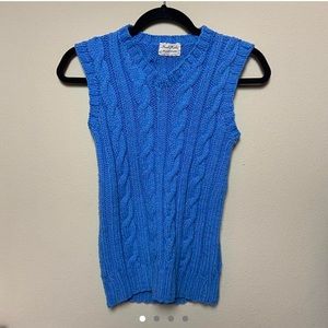 blue v-neck sweater vest